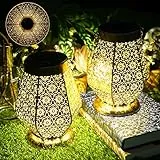 OUILA Solarlaterne für außen, 2 Stück LED Solarlampen Gartendeko, IP65 Wasserdicht Solarleuchten, Hängend Solar Gartenleuchten für Draußen, Garten, Balkon, Outdoor, Terrassen etc
