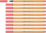 STABILO - Fineliner - point 88-10er Pack - Neonfarbe, leuchtfarbenrot