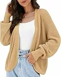 Yommay Damen Strickjacke Locker Lässig Leichte Open Front Elegante Cardigan Herbst Winter Warm Strickpullover für Frauen,Aprikose,XL