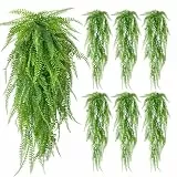 YMIFEEY 6 Stück Kunstpflanze Hängend 80cm Künstliche Hängepflanzen Farn Grüne Blätter Hängepflanze Künstlich Pflanzen Fake Grünpflanze Plastikpflanzen hängend für Drinnen Draußen Deko (Farn) (6)