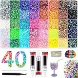 40 Farben 3mm Jelly Strasssteine,32000 Bedazzler Kit with Pinzette and Pen,Glitzersteine Bedazzling Kit,Mehrfarbig Flache Runde Jelly Strasssteine für Nailart Gesichtsbemalung Kostüme und Andere DIY