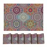 Artoid Mode Boho Vintage Marokkanisch PVC Platzsets 6er Set, 30x45cm Tischsets Schmutzabweisend Hitzebeständig Platzdeckchen Küche Deko