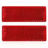 DARKGUARD Rechteckige Reflektoren Selbstklebend,Rot Rear Eckige Reflektor AnklebenRückstrahler für Traktor Streuscheibe Anhänger Katzenauge,E11-Prüfzeichen,85x30x10mm (Rot-Eckige-Ankleben-2Stück