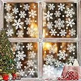 Scinzene Schneeflocken Fensterbilder Weihnachten Selbstklebend, Fensterdeko Weihnachten, Weihnachts Fensterbilder, PVC Fenstersticker Weihnachten, Fensterbild Weihnachten, Weihnachtsdeko Fenster