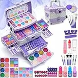 Kinderschminke Set Make Up Schminkset M、dchen,Kinder Schminkkoffer dchen Spielzeug, Halloween Weihnachts Geburtstags Geschenke dchen 4-12Jahre Purple