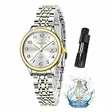 Taxau Armbanduhr Damen Silber Damenarmbanduhr Wasserdicht Gold Und Silberfarbener Edelstahl Metallarmband Damenuhr Silber Arabische Zahlen Zifferblatt Klassisch Quarz Uhr Damen Women's Silver Watch