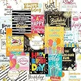 24 Holographic Glückwunschkarten im Sortiment, 24 Designs Geburtstagskarten Packung mit 24 Umschlägen und 24 Aufklebern, für alle Altersgruppen geeignet