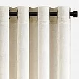Topfinel Leinen Vorhänge Stores Gardinen mit Ösen für Wohnzimmer Schlafzimmer Modern Boho Natur Vorhang Halbtransparent Ösenvorhang Ösenschal Transparent 140x225 cm (B x H) Vorhang Beige 2er Set