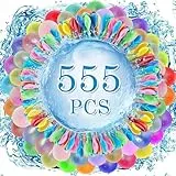 Funnity 555 Stück Wasserbomben Selbstschließend, 60 Sekunden Schnellfüller Wasserbombem, Bunt Gemischt Wasserballons, Wasserbombem Selbstschließend ohne Knoten für Sommer Party