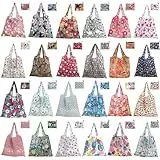 24 Stück Faltbare Einkaufstaschen Groß, Wiederverwendbare Einkaufstaschen aus Polyester, Wasserdichte Tragetaschen für Damen, Waschbare Einkaufstüten mit Beutel für Reisen, Alltag und Aufbewahrung