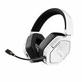 Trust GXT 1493W Ravox Gaming Headset Wireless Bluetooth + 2.4 GHz für PS5 PS4 Switch PC Xbox Mobile, 50mm Treiber, 70H Akkulaufzeit, Over-Ear Kopfhörer Kabellos Bluetooth mit Mikrofon, Weiß