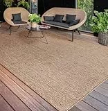 Paco Home Outdoor Teppich wetterfest & langlebig Flachgewebe in moderner Jute-Sisal-Optik in Naturtönen Gemustert Perfekt für Terrasse, Balkon, Garten & Küche, Grösse:200x280 cm, Farbe:Beige 2