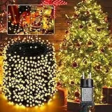 Moxled Lichterkette Weihnachtsbaum - 100M 800 LED Warmweiß Lichterkette Außen Strom mit Timer Speicherfunktion, Grünes Kabel, Wasserdicht 12 Modi Weihnachtsbeleuchtung für Garten Weihnachtsdeko