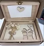 PlayDen Ruhestands Geldgeschenk-Box – Holz mit Karte, Trockenblumen, Landkarte & Licht