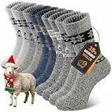 SIMIYA Wollsocken für Herren,Merino Socken Thermosocken Wintersocken warme Socken dicke Männer, 5 Paar（5 Paar-Elch，39-42）