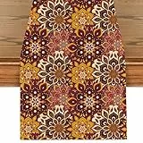 Mandala Tischläufer, Boho Style Vintage Leinen Tischdecke, Waschbar Bunt Tischband, Küche Dekoration Drinnen Urlaub Party Tischdeko für Hochzeit Bankett Geburtstag Restaurant, Rot 40 x 140 cm