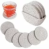 Valdivia Boho Untersetzer Gläser mit Ablagekorb, Handgefertigte Baumwolle Saugfähige Getränkeuntersetzer für Esstisch, Bars, Küche, Büro, Cafés, Minimalistische Wohnung Deko und Neues Haus Geschenk