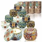 VETOUR Duftkerzen Soja Wachs: 12PCS (4PCS*3sets) Aromatherapie Kerze Orange Zitrone Vanille Rose 30 Stunden Brennzeit Pro Glas Kerze Geschenk für Frauen Mädchen Party Geburtstag (Böhmische Retro Dose)