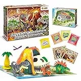 CRAZE DINOREX Adventskalender Kinder - Dino Spielzeug Adventskalender mit Dinosaurier Figuren, Playset mit Vulkan und Lava