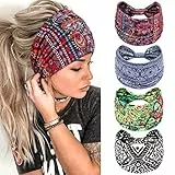 Stirnband Damen Breite Elastische Weiche Boho Haarbänder Leopard Print Haarschmuck Yoga Sport Haarband Mehrfarbig Haarreifen Damen(K)