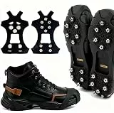 Spikes für Schuhe Winter, Spikes für Schuhe Glatteis, 10 Stahlzähnen Schuhspikes zum Überziehen Antirutsch Schneeketten für Schuhe, Spikes Schuhe gegen Glatteis Steigeisen (A, XL)
