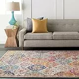 Livabliss Sicily Vintage groß - Wohnzimmer 160x220 cm, Esszimmer, Schlafzimmer, Orientalischer e Boho Style - Carpet Living Room, Bunter Muster, Senfgelb, Orange, Weinrot, Blau