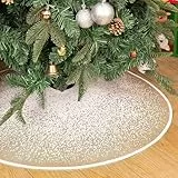 Figarge Weihnachtsbaumdecke Rund Großer Weihnachtsbaum Rock für Weihnachtsbaum Deko, Weihnachtsbaumrock Handwerk Baum Matte Weihnachtsbaum Boden Schürzen für Weihnachten Decor (Khaki + Schnee)