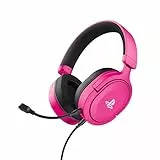 Trust Gaming Headset GXT 498P Forta Offiziell Lizenziert für PlayStation 5, PS4 / PS5 Headset, 1,2 m Kabel, 50mm-Treiber, 3D Audio, Abnehmbares Mikrofon, Verstellbare Over-Ear Kopfhörer, Rosa