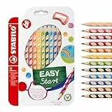 STABILO - Ergonomischer dicker Buntstift für Rechtshänder - EASYcolors - 12er Pack mit Spitzer