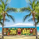 TOPJOWGA Hawaii Party Deko Banner, 270 x 35 cm, Grün, Hintergrund Banner für Hawaii Party Dekoration, Tiki Bar Fans