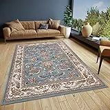 Hanse Home Reni Teppich Orientalisch – Orient Läufer klassisch dicht gewebt mit Ornamenten und Blumenmotiven Weicher Kurzflor für Schlafzimmer, Esszimmer, Wohnzimmer, Flur – Mint Creme, 80x120cm