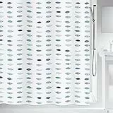 Spirella Anti-Schimmel Duschvorhang - Anti-Bakteriell, waschbar, wasserdicht - Polyester, „Santorini“ 180x200cm Fische Blau