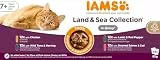 IAMS Delights Land & Sea Collection Senior Katzenfutter Nass - Multipack mit Fleisch und Fisch Sorten in Sauce, Nassfutter für ältere Katzen ab 7 Jahre, 48 x 85 g