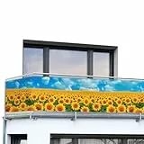 Maximex Balkon-Sichtschutz Mod. Sonnenblumenfeld, 5m, blickdichte Balkonverkleidung, UV- und witterungsbeständig, schnelltrocknend und reißfest, zuschneidbar, Kunststoff