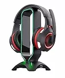GXTrust Trust Gaming GXT 265 Cintar RGB Headset Halterung, Kopfhörer Ständer, 2 USB-Anschlüsse, Passend für Alle Headsets, Kopfhörer Halter mit LED-beleuchtete Ränder - Schwarz