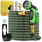 Baelizin Flexibler Gartenschlauch 30 m (100 ft), dehnbarer Wasserschlauch mit 10-Funktions-Gartenbrause, 3/4'- und 1/2'-Anschlüsse, auslaufsicher, knickfrei, für Garten, Autowäsche und Haustierbaden