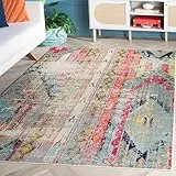 SAFAVIEH Boho Teppich für Wohnzimmer, Esszimmer, Schlafzimmer - Monaco Collection, Kurzer Flor, Multi, 155 X 231 cm
