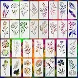 30 Stück Blumen Schablone, Wiederverwendbar Wildblumen Schablonen zum Malen, 3 x 6 Zoll Malschablonen DIY Vorlagen Malerei Schablonen Set für Scrapbooking Holz Wand Kunst Dekor