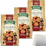 Maretti Bruschette Chips Tomato Olives & Oregano Brotchips 3er Pack (3x150g Packung) + usy Block