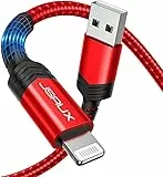 JSAUX Lightning Kabel 1.8M, [Apple MFi Zertifiziert] Langlebiges Nylon-Geflecht iPhone Ladekabel Kompatibel mit iPhone 14 Pro Max,13 Pro/12 mini/11/XS/XR/X/8/8 Plus/7/7 Plus/6s/6s Plus/SE 3/2-Rot