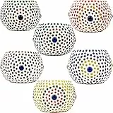 6er Set Orientalisches Mosaik Windlicht Ajan 9 cm groß Bunt | Orientalische Glas Teelichthalter orientalisch | Marokkanische Windlichter aus Glas als Dekoration | 6 Stück