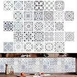 PEALOVCOM 30 Stück Fliesenaufkleber für Küche Mosaik Wandfliese Aufkleber 15 x 15cm Mosaik Fliesenfolie Wasserdicht Selbstklebend Fliesensticker DIY für Badezimmer Küche Bad zum Dekorieren-Grau