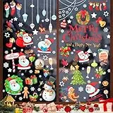 198 Stk Fensterbilder Weihnachten, Christmas Decorations Weihnachten Deko Fenstersticker Weihnachten Wiederverwendbare Weiße Fensterdeko, PVC Schneeflocken, Fenstersticker mit Häusern für Winte