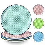 vancasso Speiseteller Porzellan, Macaron 4 teilig Flachteller bunt, Geschirr Tellerset Frühstückteller Essteller