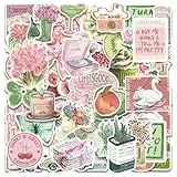 50 Stücke Aesthetic Sticker Set - Wasserfeste Vintage Aufkleber für Journal, Scrapbooking, Fotoalbum, Laptop, Kindle & Macbook - Aesthetic Deko Sticker für Erwachsene