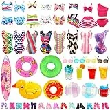 Miunana 31 Puppenkleidung Puppen Kleidung Zubehör 10 Badeanzug Bikini Schwimmbekleidung 2 Schwimmreifen 10 Schuhe 9 Accessories Brille Hut für 11,5 Zoll Puppen