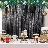 ShinyBeauty Pailletten-Hintergrundvorhang, Schwarz, 1,2 x 2,1 m - Glitzer-Hintergrund für Partys, Hochzeiten, Fotoautomaten (125 x 215 cm)