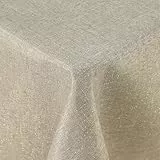 Spotjoy Glitzer Leinenoptik Tischdecke Abwaschbar Rechteckig 100 x 140 cm Tischtuch Lotuseffekt Wasserabweisend Tischwäsche Fleckabweisend, Leinen