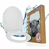 WENKO WC-Sitz mit Absenkautomatik (Softclose), Toilettensitz abnehmbar durch Fix-Clip, O-Form, bruchstabiler Thermoplast, Toilettendeckel mit mehrfarbigem Hochglanzdruck Yak-Motiv, Mod. Yak