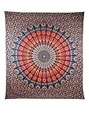 ele ELEOPTION Wandteppich Indian Mandala Wall Hanging Hippie Tapestry Wanddeko für Kinderzimmer Wohnzimmer Schlafzimmer auch als Yogamatte Picknickdecke Strandtücher (Rot und Grün, 150 x 205cm)